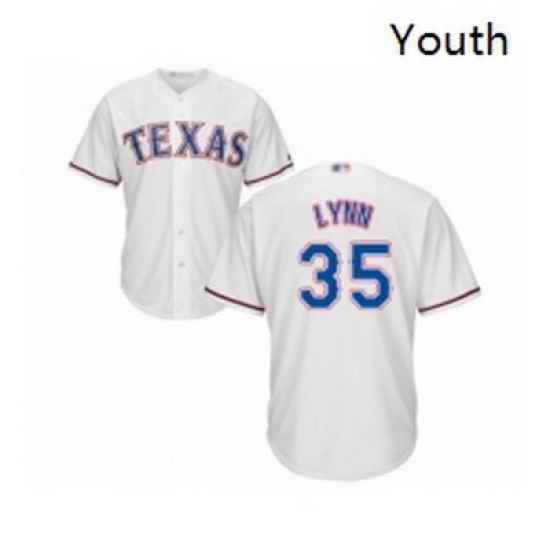 Youth Texas Rangers 35 Lance Lynn Replica White Home Cool Base Baseball Jersey